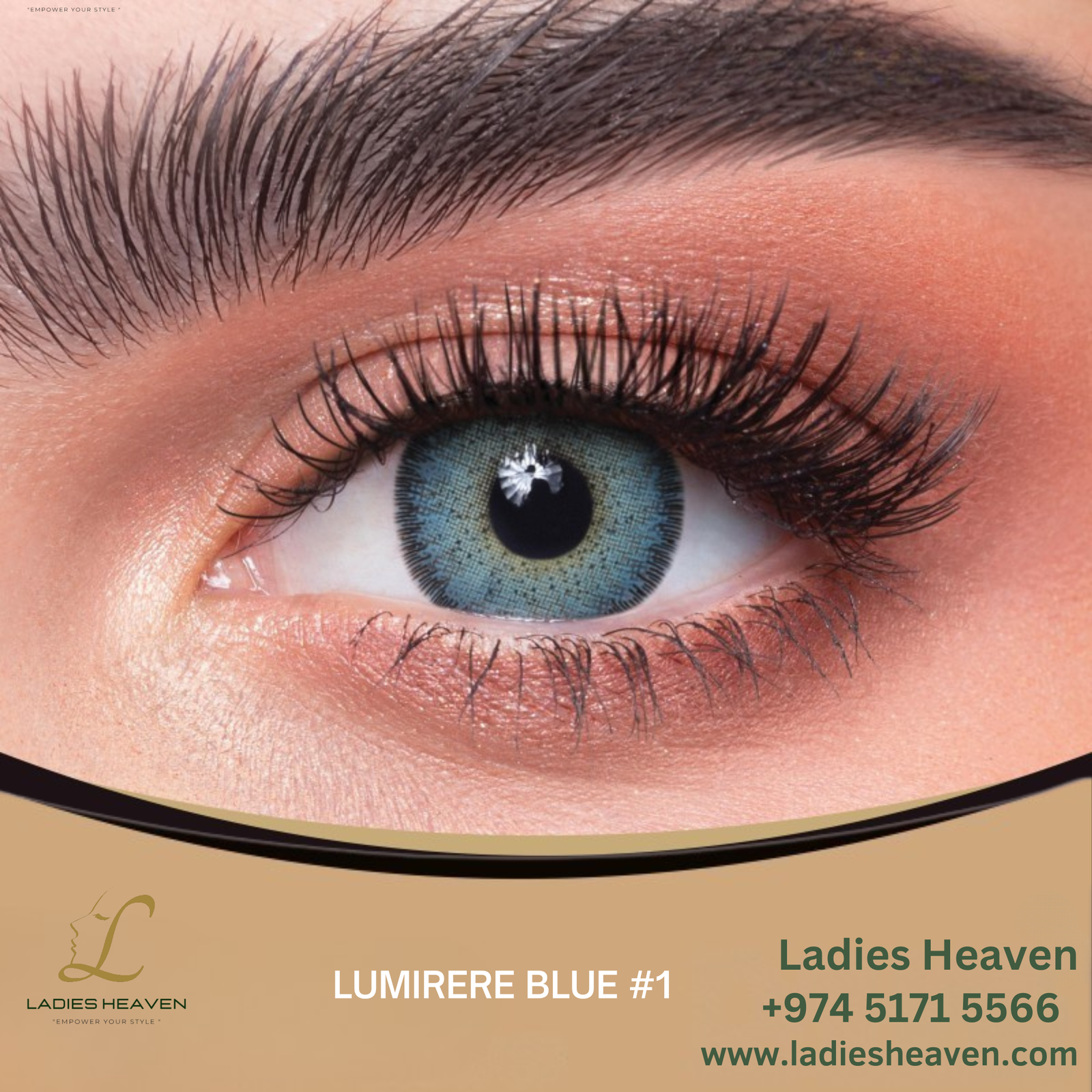 Lumirere Blue lens Qatar Light blue contact lens Doha Icy blue lenses for Arab women Natural blue eye lens for brown eyes Monthly colored lens for daily wear Qatar Bridal blue lenses for Indian/Filipino skin tone UV-protected blue cosmetic lenses Qatar