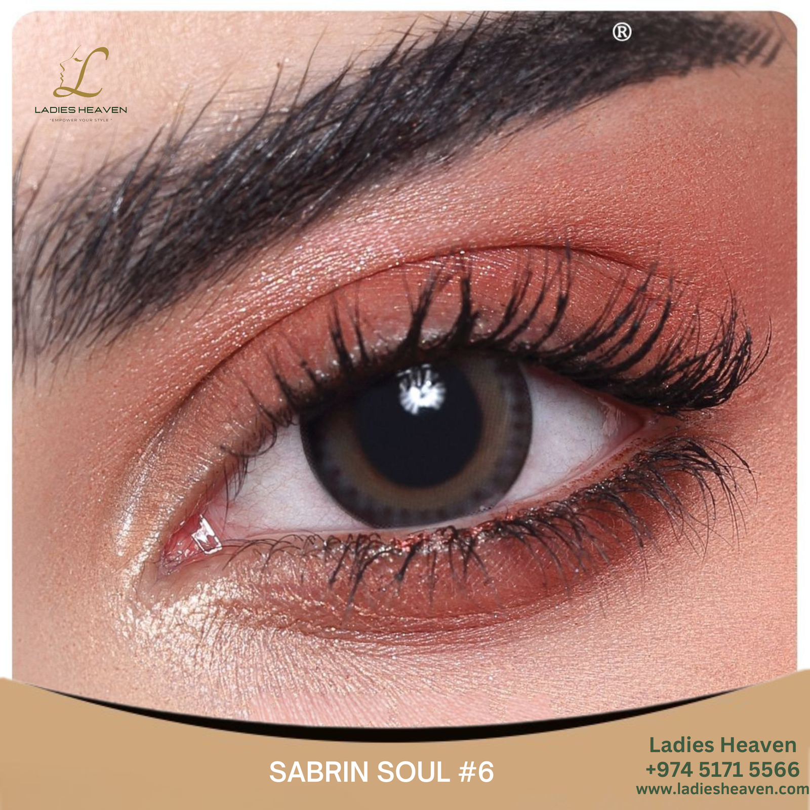 Sabrin Soul eye lens Qatar Hazel gray contact lens Doha Olive lens for Arab women Soft colored lenses for Indian/Bangladeshi skin Monthly natural lens for bridal wear Modest glam contact lens Qatar UV protected soulful eye lenses