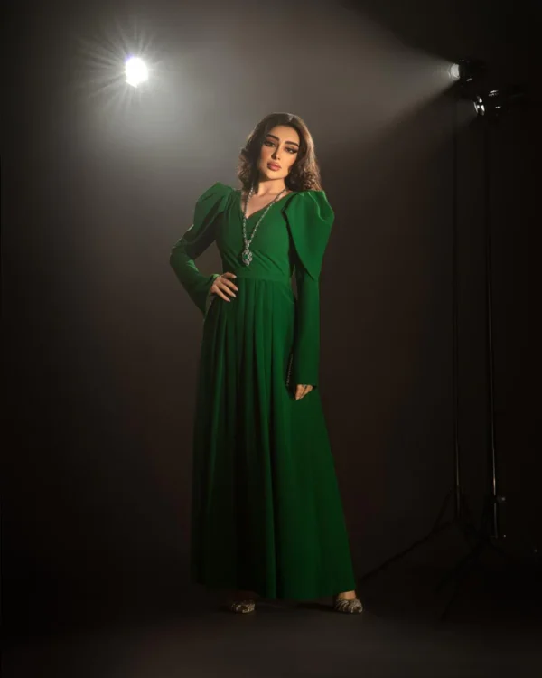 Long Sleeve V-Neck A-Line Dress for Women - Image 2