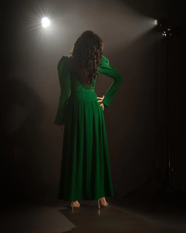 Long Sleeve V-Neck A-Line Dress for Women - Image 3