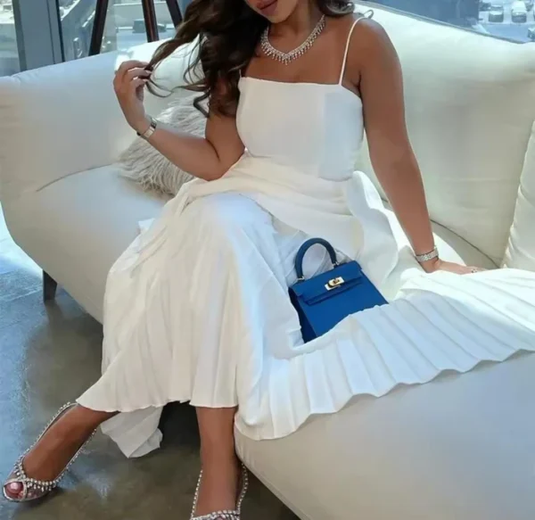 Simple White Gown Evening Party Dress - Image 3