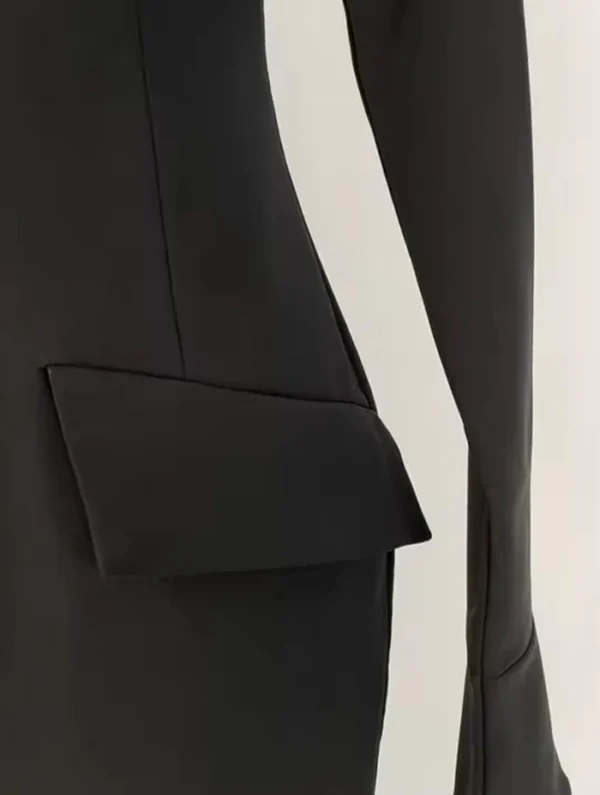 Black Slim Fit Short Sleeve Dress for Women - Image 2