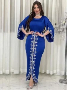 Beaded Long Sleeve Modest Fashion Dress