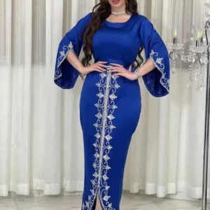 Beaded Long Sleeve Modest Fashion Dress