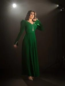 Long Sleeve V-Neck A-Line Dress for Women