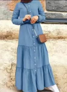 Women's Casual Long Dress – Light Blue