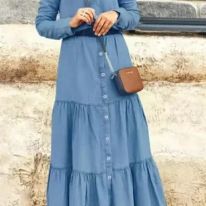 Women's Casual Long Dress – Light Blue