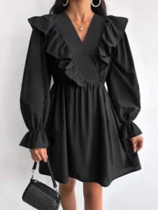 Vintage V-Neck Waist-Fitted Fashion Dress for Women