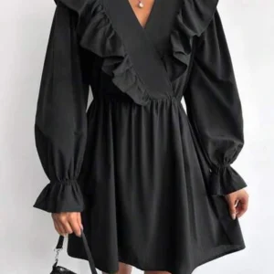 Vintage V-Neck Waist-Fitted Fashion Dress for Women