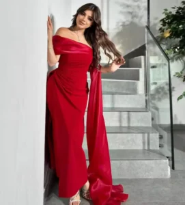 Velvet Feather Mermaid Prom Dress with Long Sleeves