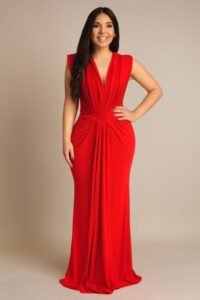 Deep V-Neck Sleeveless Party Dress
