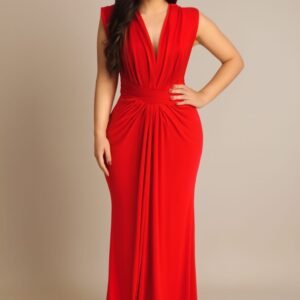 Deep V-Neck Sleeveless Party Dress