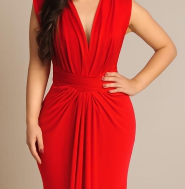 Deep V-Neck Sleeveless Party Dress - Image 2