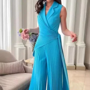 Pleated Wide-Leg Jumpsuit for Women