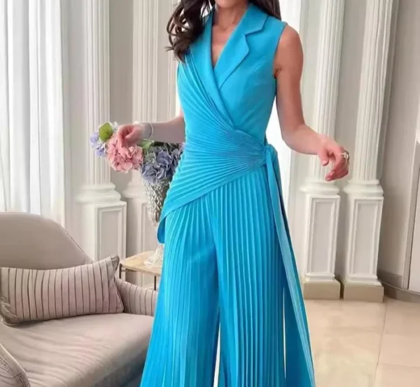 Pleated Wide-Leg Jumpsuit for Women