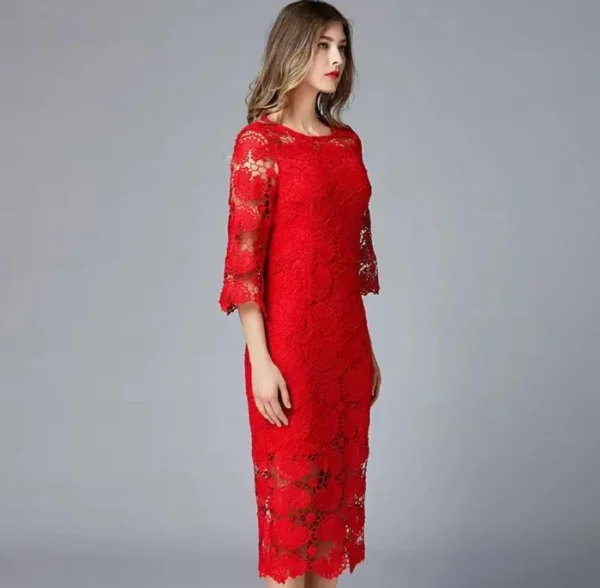 Lace Hollow Out Summer Party Dress - Image 2