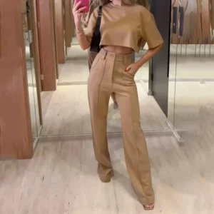 Casual Crop Top & Pants Set for Women