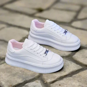 Women's White Platform Casual Sneakers