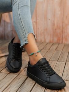 Women's Black Slip-On Sneakers Shoes