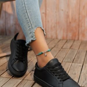 Women's Black Slip-On Sneakers Shoes