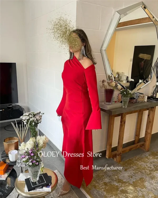 Long Sleeve Asymmetric Formal Party Dress - Image 2