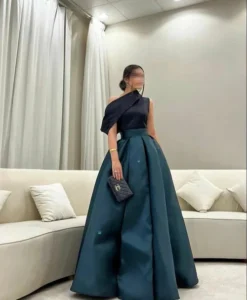 Elegant One-Shoulder Pleated A-Line Formal Evening Dress