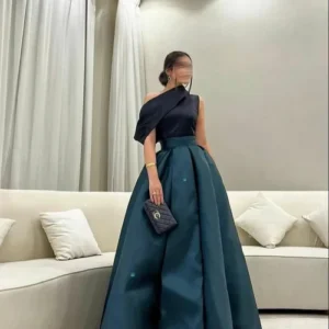 Elegant One-Shoulder Pleated A-Line Formal Evening Dress