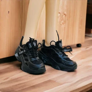 Women’s Black High-Soled Fashion Sneakers