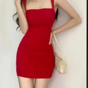 Elegant Red Sexy Short Party Outfit for Women
