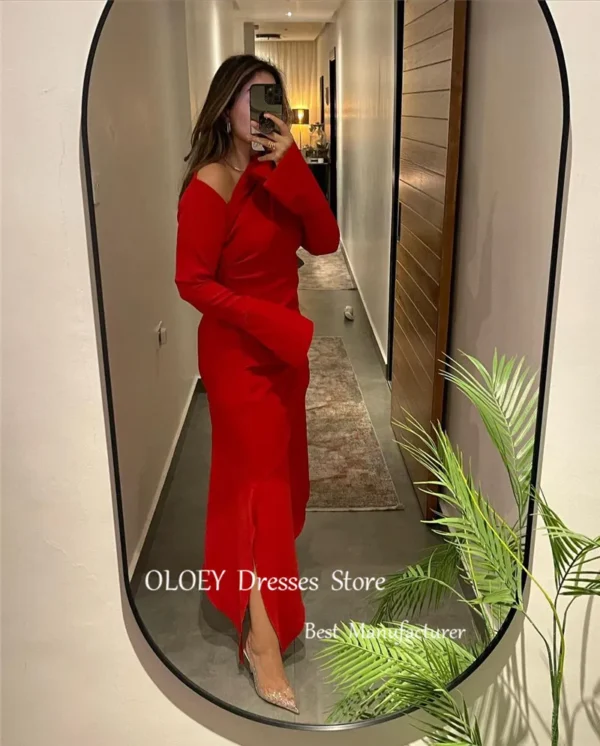 Long Sleeve Asymmetric Formal Party Dress - Image 3